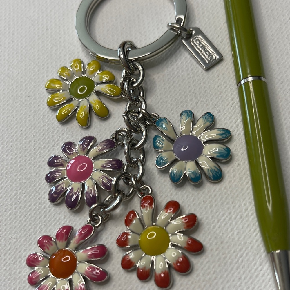 Colorful Coach Flower Keychain and Green Coach Pen Set - Picture 2 of 4